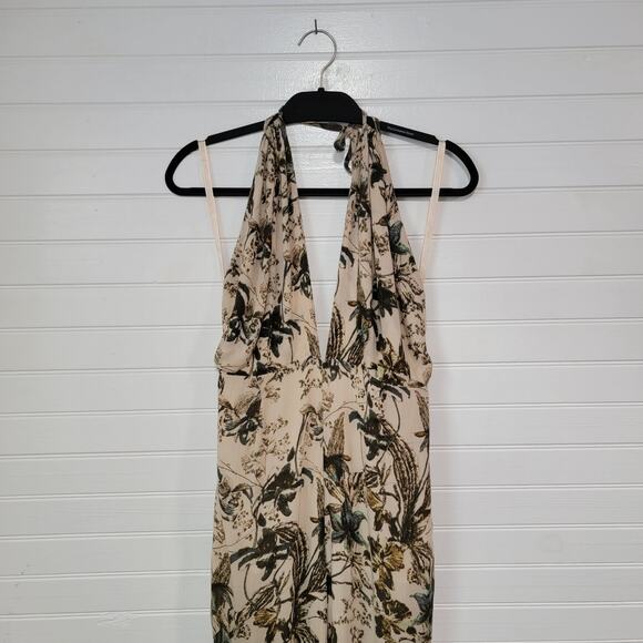 Free People Size 10 Jumpsuit Halter Tropical Print Boho Indie Casual One Piece - Picture 2 of 10